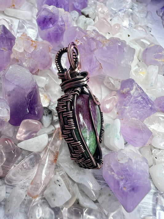 Ruby Zoisite weaved pendant