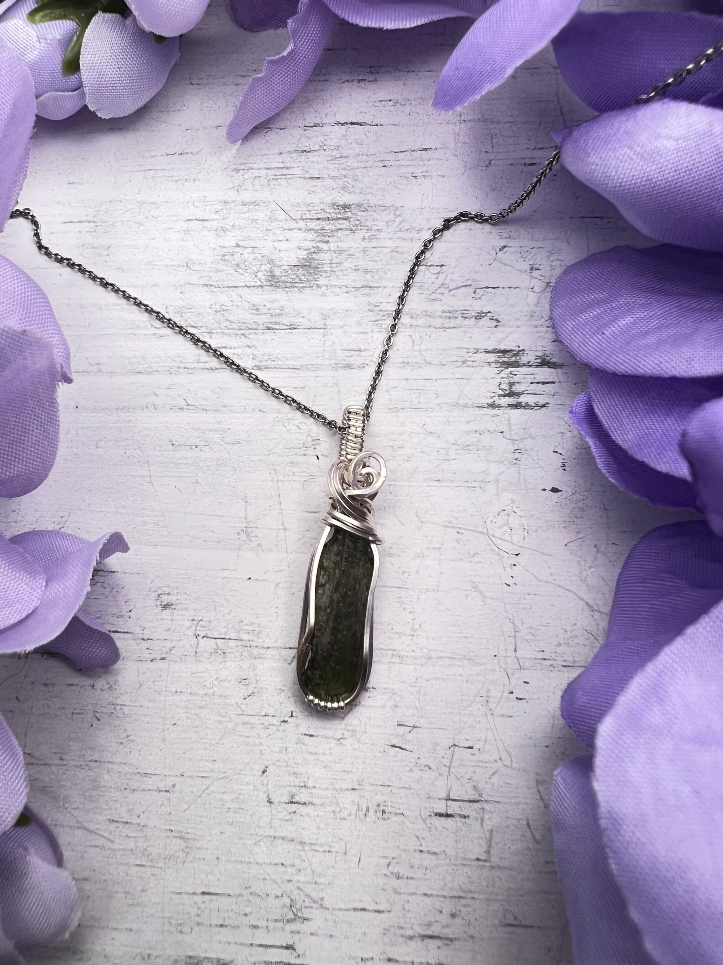 Sterling Silver Real Moldavite Pendant