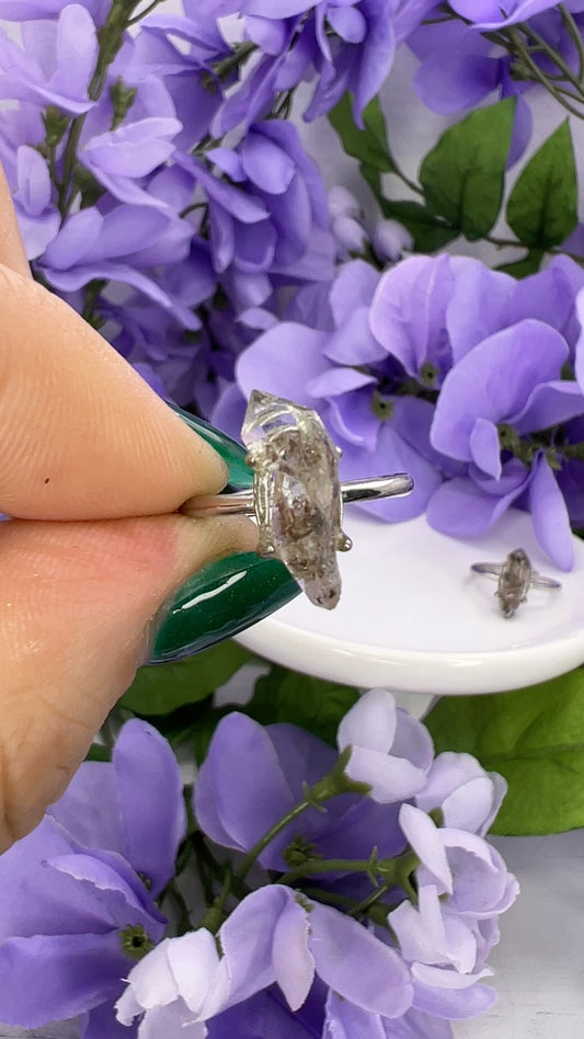 Sterling Silver Herkimer Diamond Quartz Ring – The Stone of Amplification & Higher Consciousness