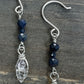 Sterling Silver Sapphire and Herkimer Dangle