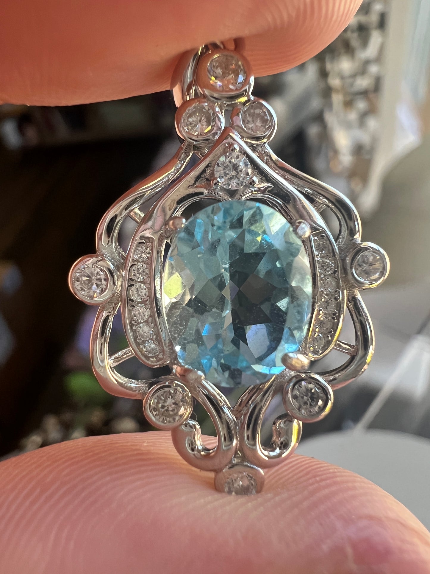 Fancy Vintage Faceted Blue Topaz