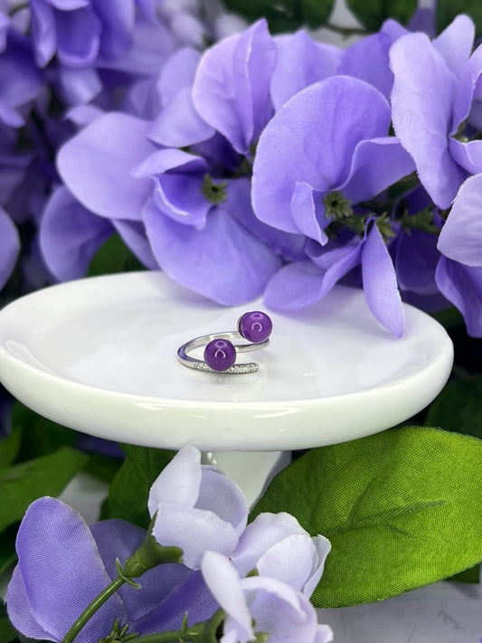 Sterling Silver Adjustable Sugilite Ring – The Stone of Spiritual Protection & Divine Wisdom