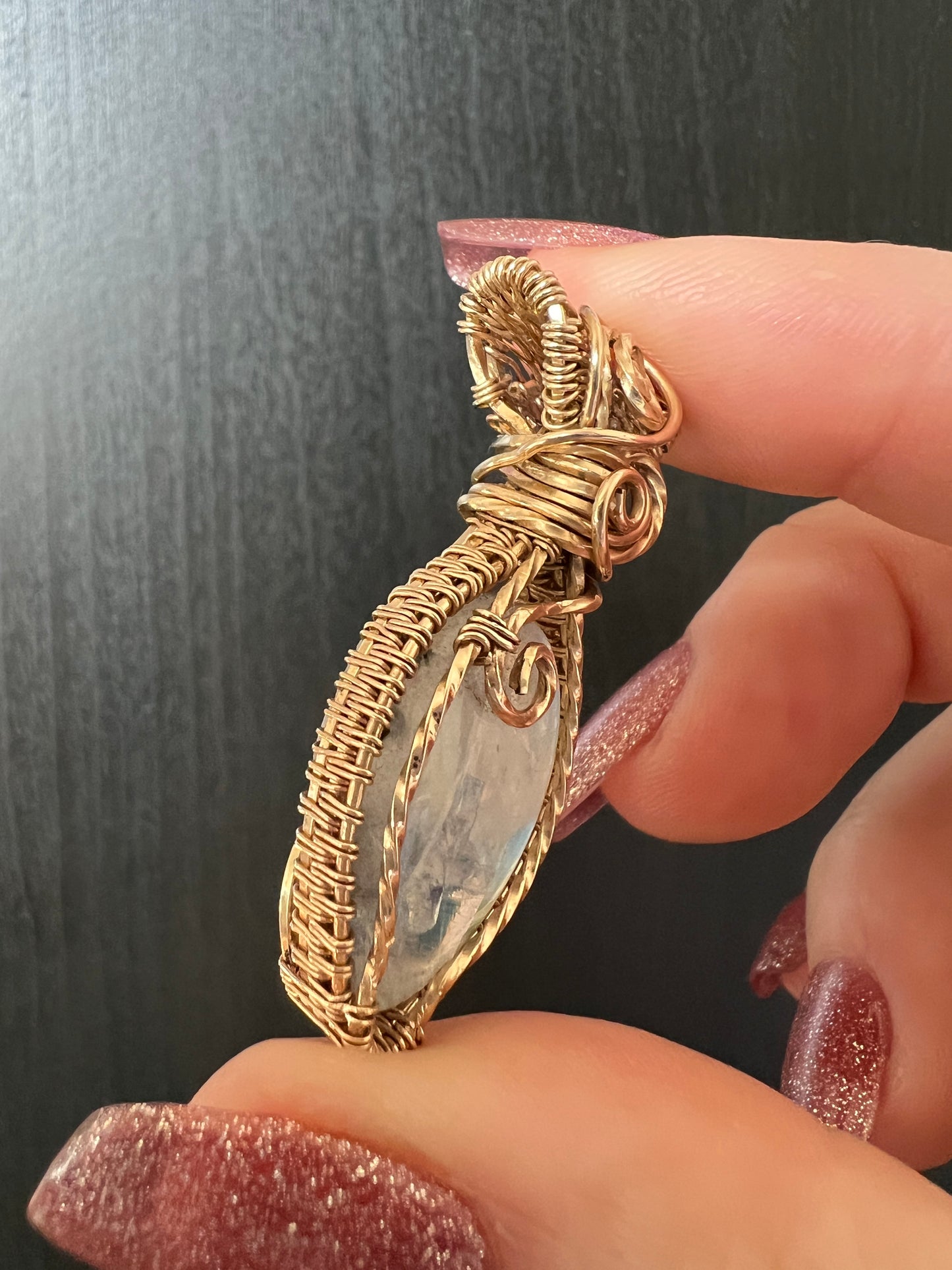 Vibrant Flashy Moonstone Pendant - 14K Gold Filled