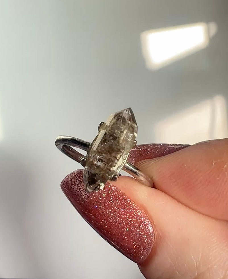 Sterling Silver Herkimer Diamond Quartz Ring – The Stone of Amplification & Higher Consciousness