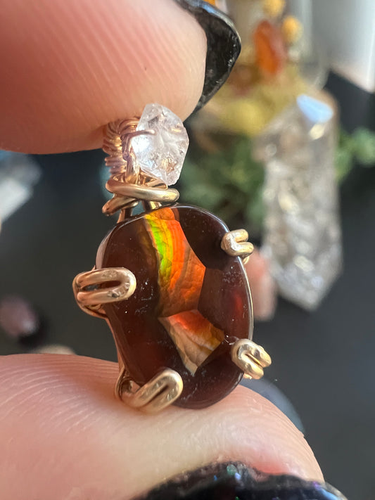 Fire Agate & Herkimer Diamond