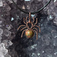 Halloween Spider Pendant Necklace | Oxidized Copper Wire-Wrapped Crystal Jewelry | Witchy Gift