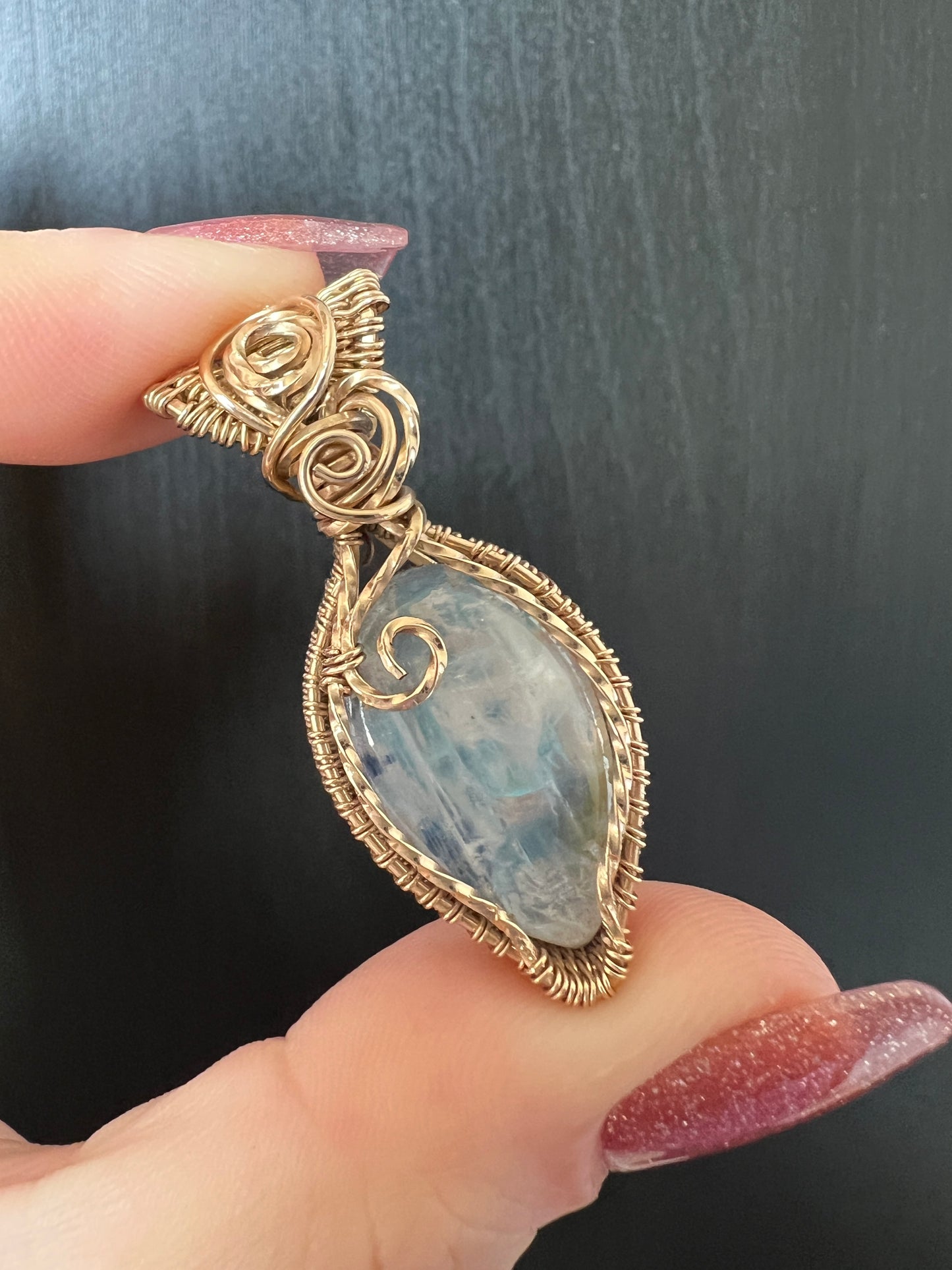 Vibrant Flashy Moonstone Pendant - 14K Gold Filled