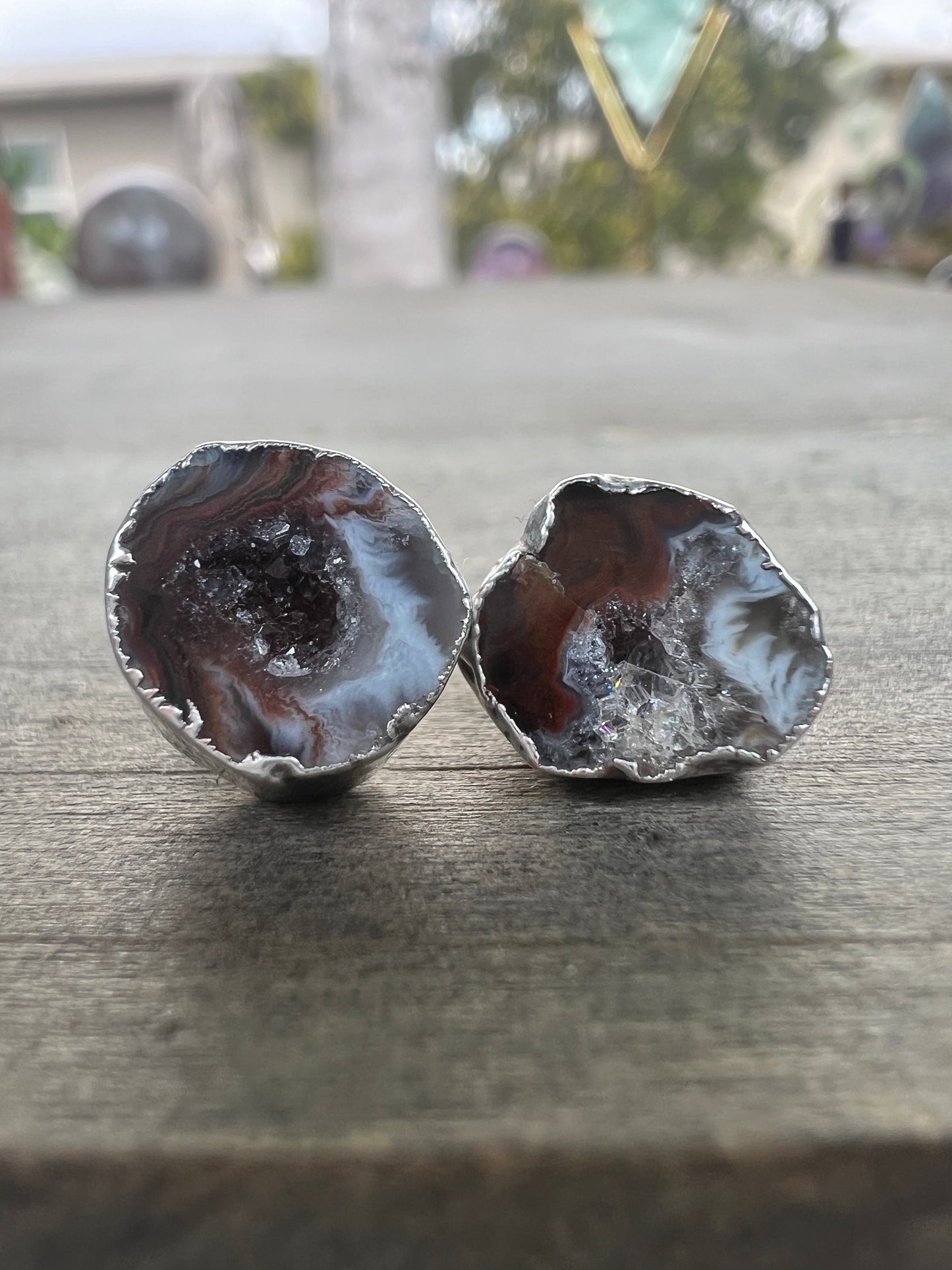 Silver Electroplated Druzy Agate Studs