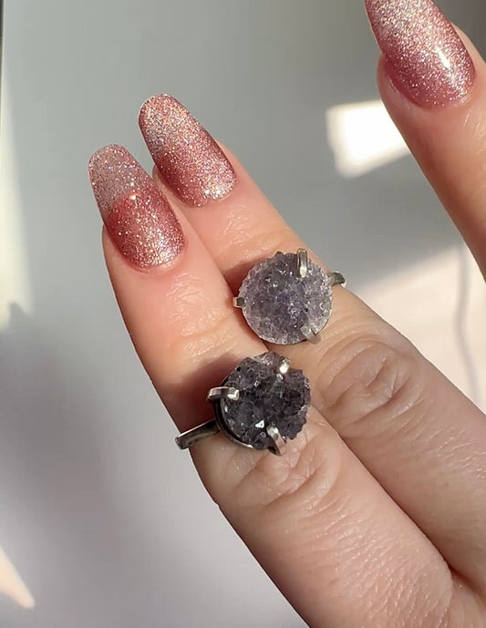 Sterling Silver Druzy Amethyst Ring – The Stone of Spiritual Clarity & Divine Protection