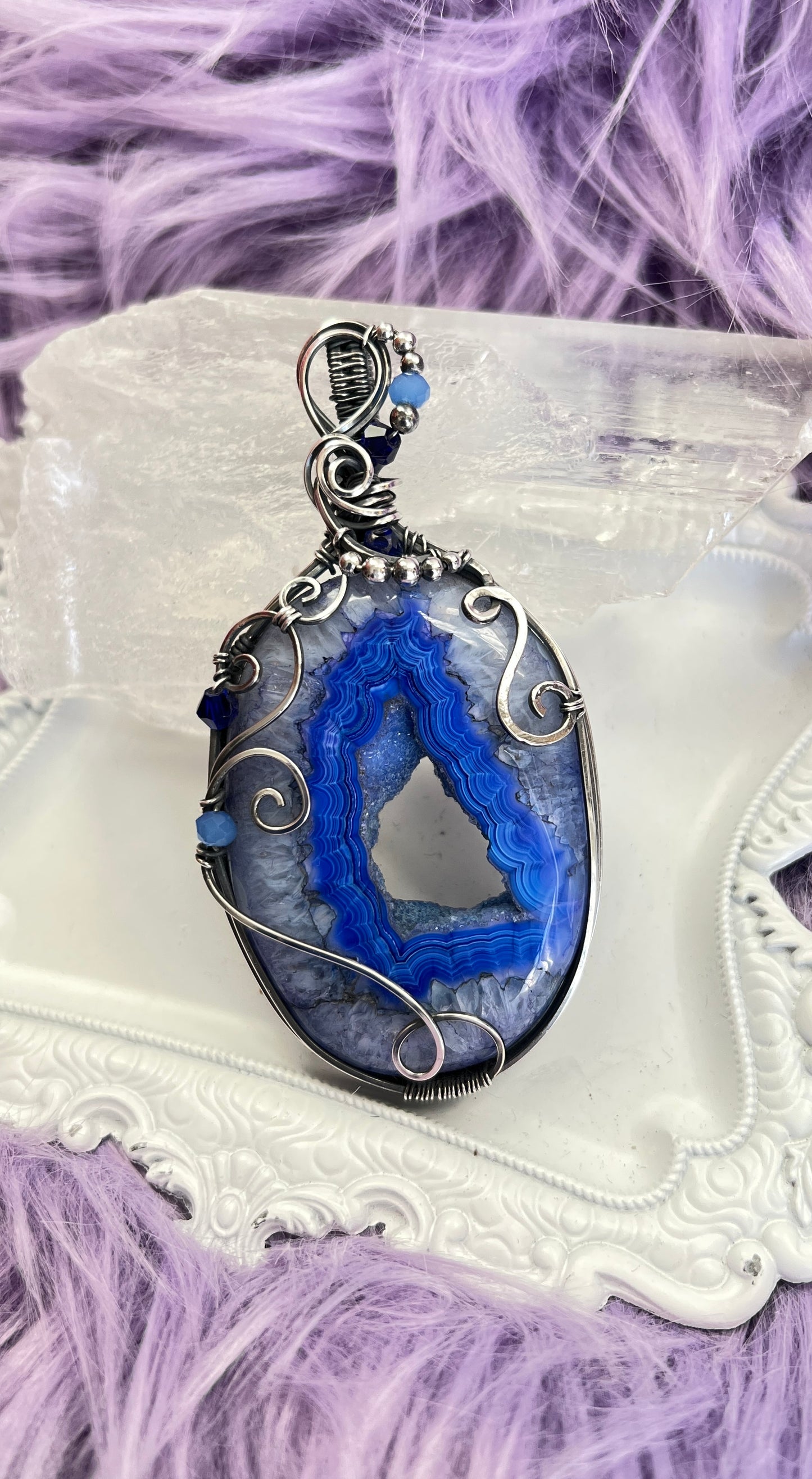 Winter Wonderland Druzy Agate Sterling Silver Pendant