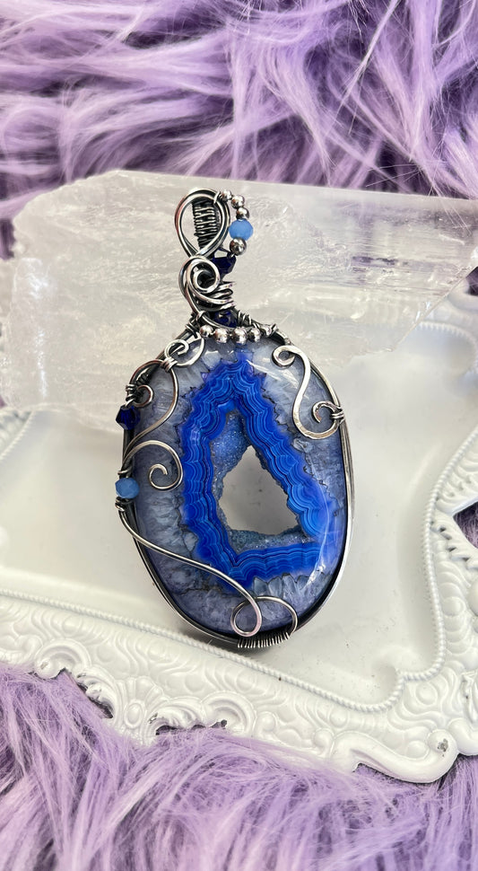 Winter Wonderland Druzy Agate Sterling Silver Pendant