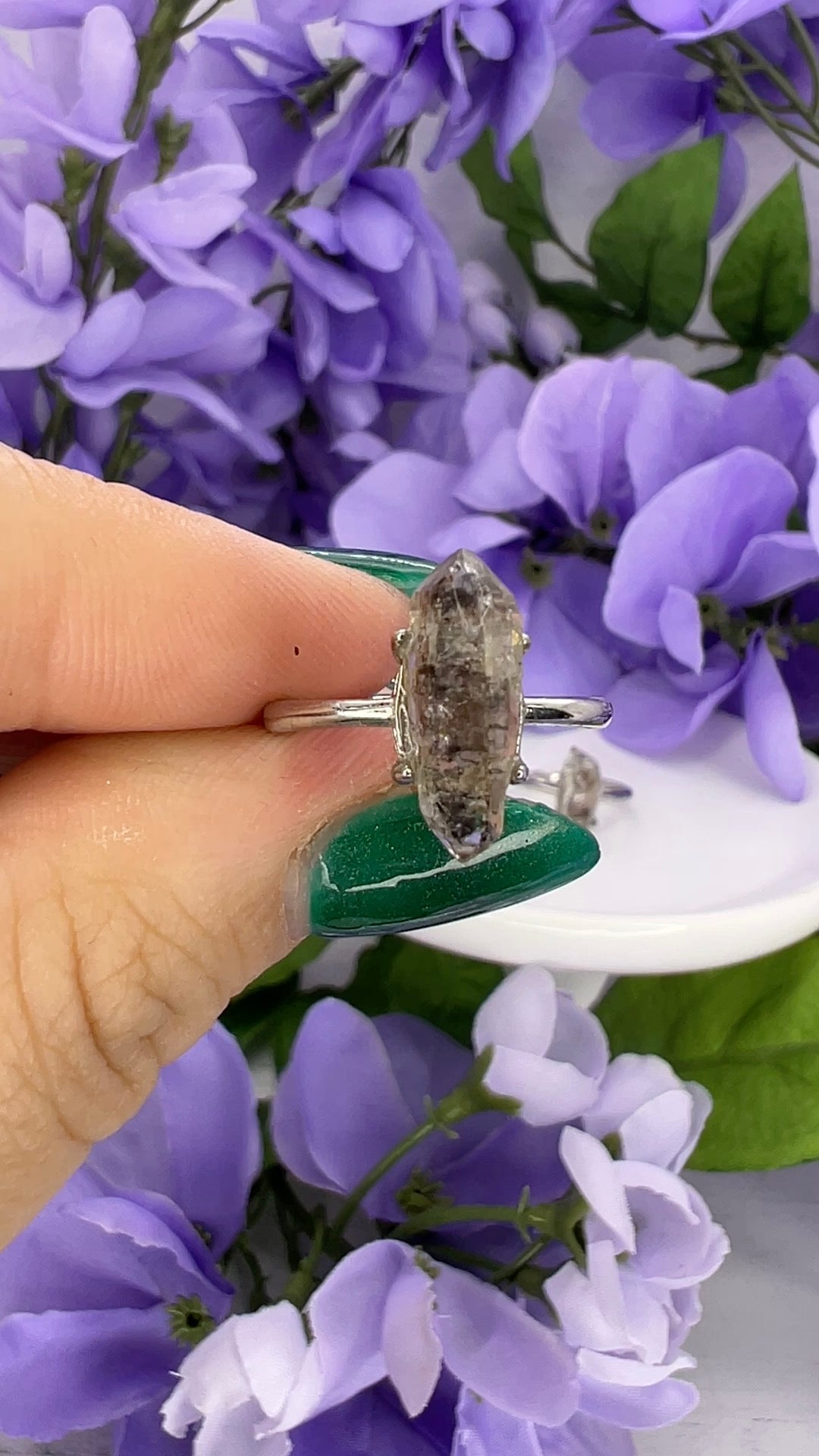 Sterling Silver Herkimer Diamond Quartz Ring – The Stone of Amplification & Higher Consciousness