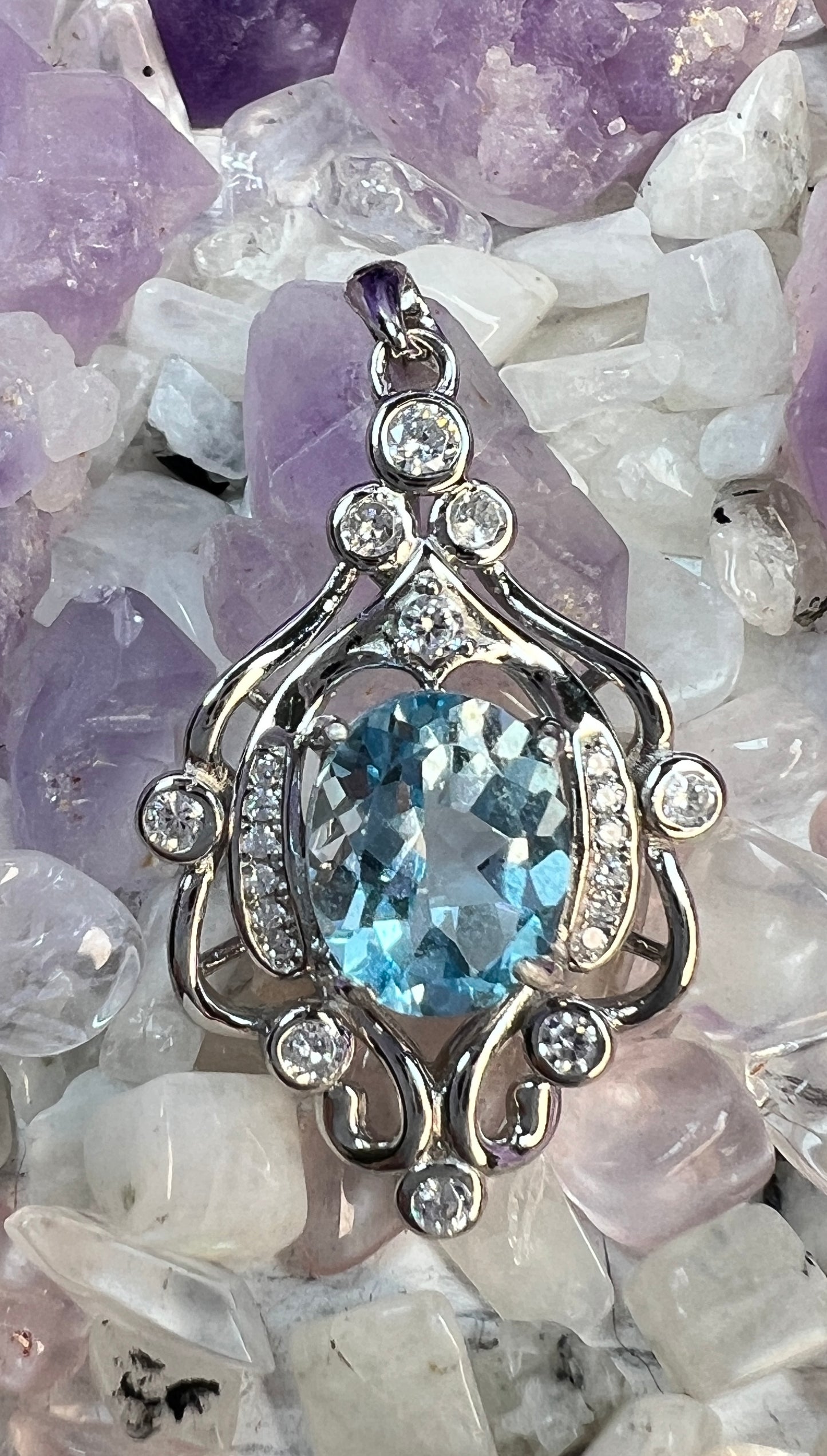 Fancy Vintage Faceted Blue Topaz