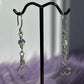 Sterling Silver Crescent Moon Earrings with Aura Swarovski Crystal Beads