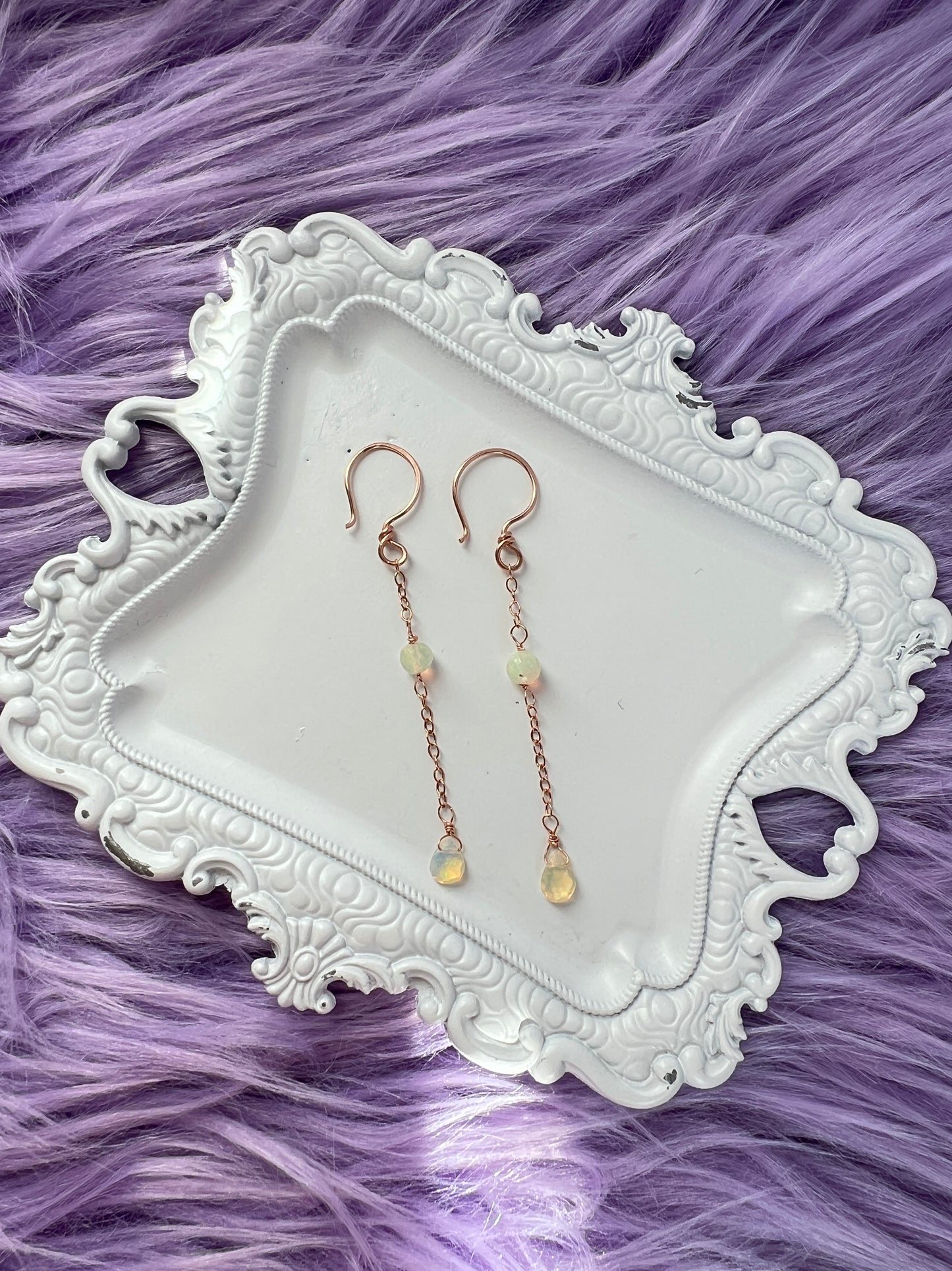 14k Rose Gold-Filled Dangle Earrings with Ethiopian Opal