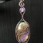 Labradorite Cat Familiar Pendant with Amethyst CZ & Copper | Witchy Necklace for Intuition & Protection