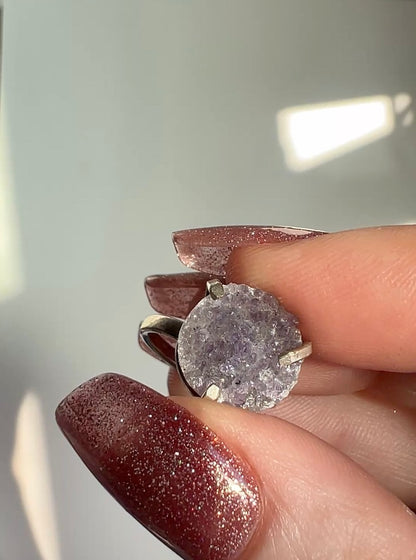 Sterling Silver Druzy Amethyst Ring – The Stone of Spiritual Clarity & Divine Protection