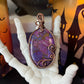 Handmade Purple Copper Turquoise pendant with copper veining, wrapped in copper wire – witchy necklace
