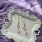 14k Gold-Filled Crescent Moon Earrings with Moonstone Faceted Beads & Moonstone Saturn