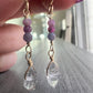 14k Gold fill Lavender Sapphire & Herkimer Diamond Dangle