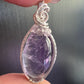 Sterling Silver Wire-Wrapped Amethyst Pendant with Light Amethyst Bead Accents