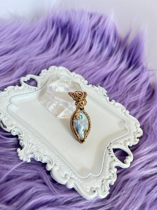 Vibrant Flashy Moonstone Pendant - 14K Gold Filled