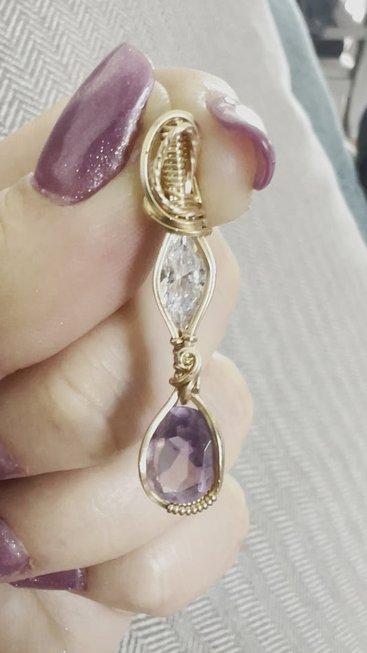 14k gold amethyst and CZ
