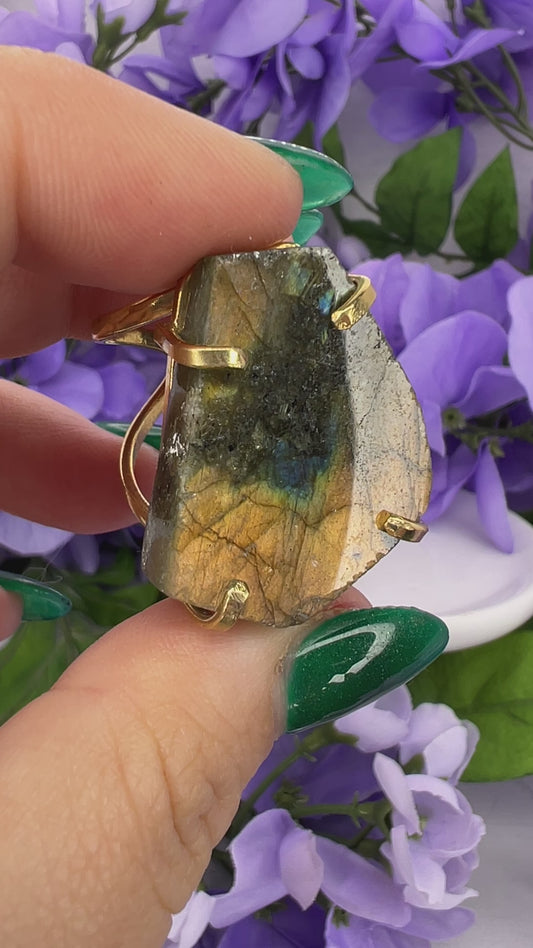 Gold Plated Labradorite Ring