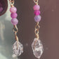 14k Gold fill Lavender Sapphire & Herkimer Diamond Dangle