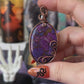 Handmade Purple Copper Turquoise pendant with copper veining, wrapped in copper wire – witchy necklace
