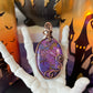 Handmade Purple Copper Turquoise pendant with copper veining, wrapped in copper wire – witchy necklace
