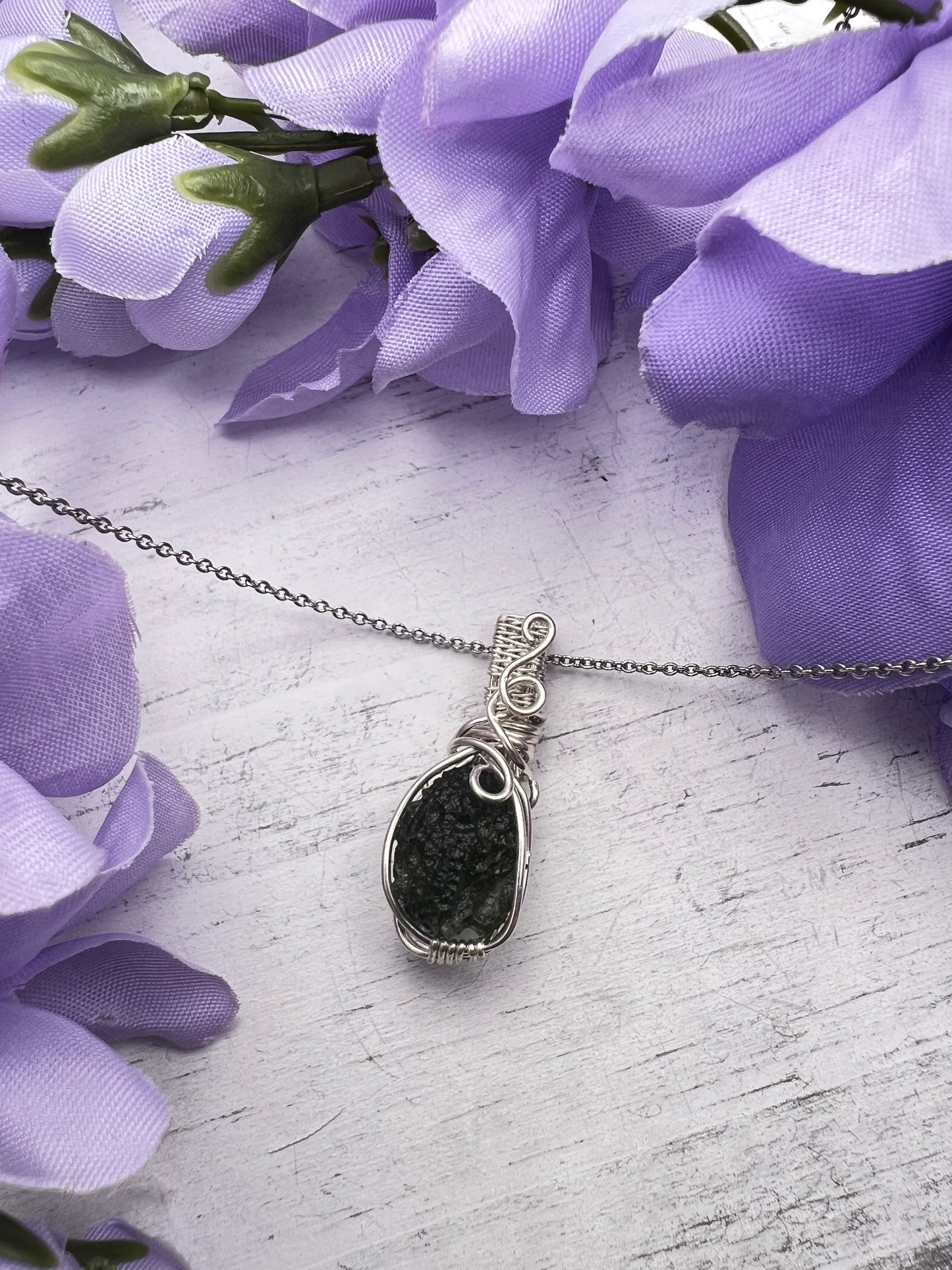 Sterling Silver Real Moldavite Pendant